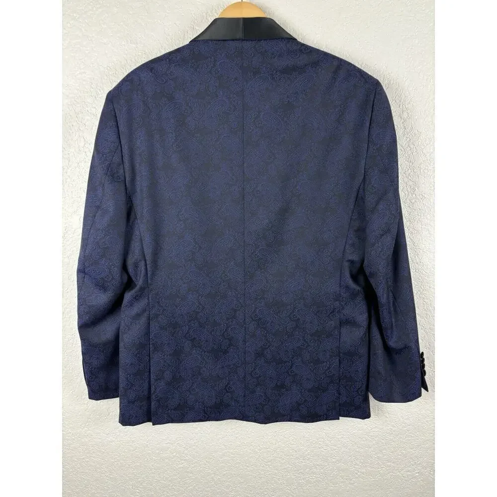 Jos A Bank Paisley Tailored Fit Sport Coat Blue Black Size‎ Medium Western Rodeo